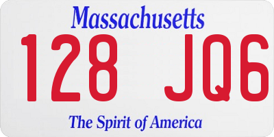 MA license plate 128JQ6