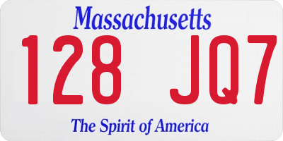 MA license plate 128JQ7
