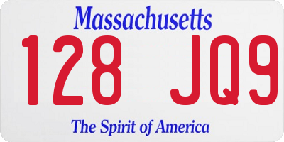 MA license plate 128JQ9