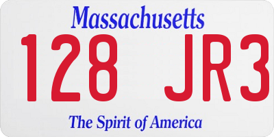 MA license plate 128JR3