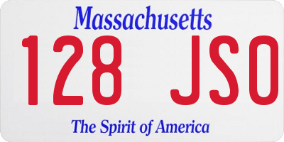 MA license plate 128JS0