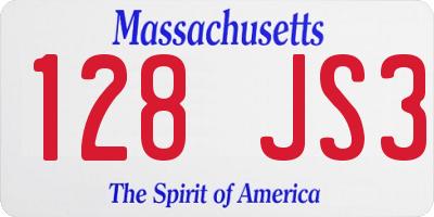 MA license plate 128JS3