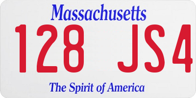 MA license plate 128JS4