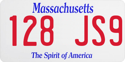 MA license plate 128JS9