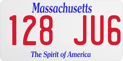 MA license plate 128JU6