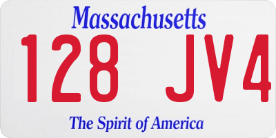MA license plate 128JV4