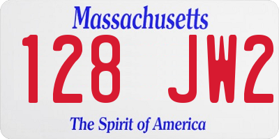 MA license plate 128JW2