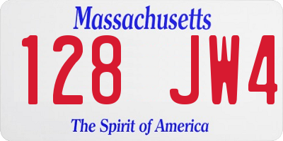 MA license plate 128JW4