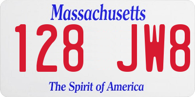 MA license plate 128JW8
