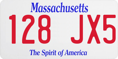 MA license plate 128JX5