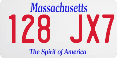 MA license plate 128JX7
