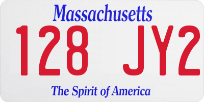 MA license plate 128JY2
