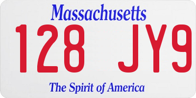 MA license plate 128JY9