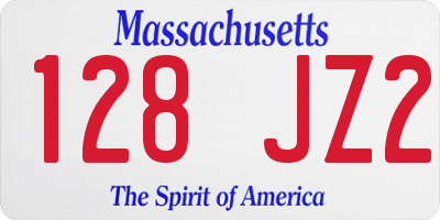 MA license plate 128JZ2