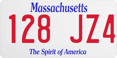MA license plate 128JZ4