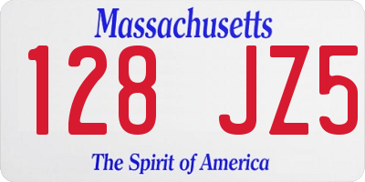 MA license plate 128JZ5