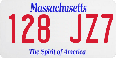 MA license plate 128JZ7