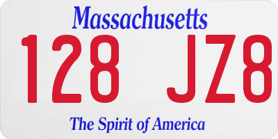 MA license plate 128JZ8