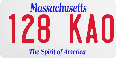 MA license plate 128KA0