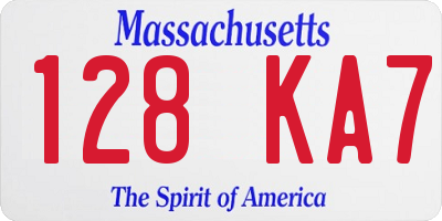 MA license plate 128KA7