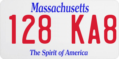MA license plate 128KA8