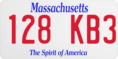 MA license plate 128KB3