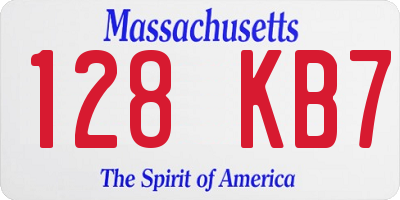 MA license plate 128KB7
