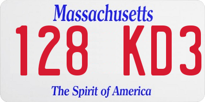MA license plate 128KD3