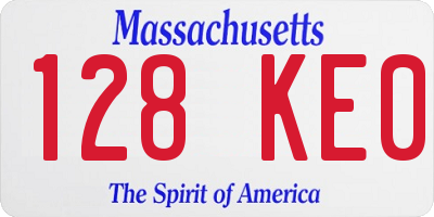 MA license plate 128KE0