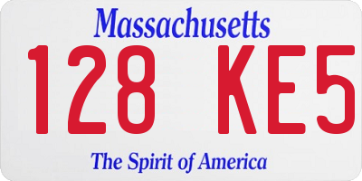 MA license plate 128KE5