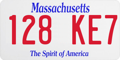 MA license plate 128KE7