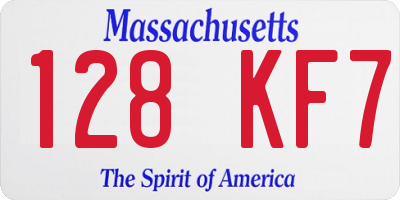 MA license plate 128KF7