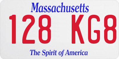 MA license plate 128KG8