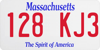 MA license plate 128KJ3