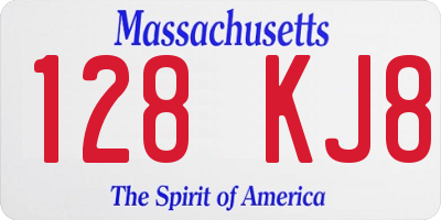 MA license plate 128KJ8