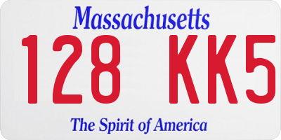 MA license plate 128KK5