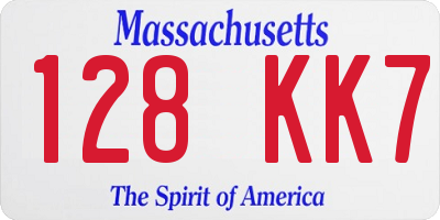 MA license plate 128KK7