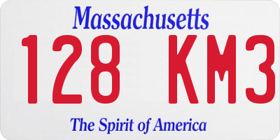 MA license plate 128KM3