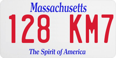 MA license plate 128KM7