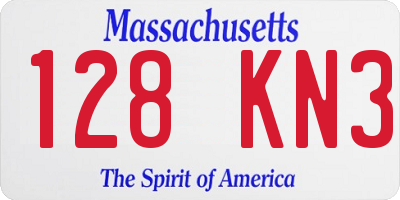 MA license plate 128KN3