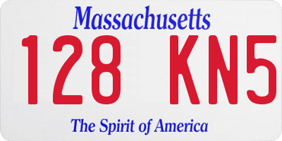MA license plate 128KN5