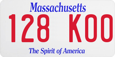 MA license plate 128KO0