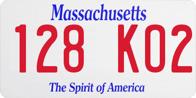 MA license plate 128KO2