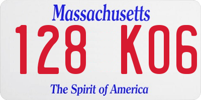 MA license plate 128KO6