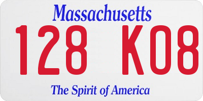MA license plate 128KO8