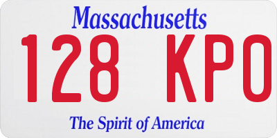 MA license plate 128KP0