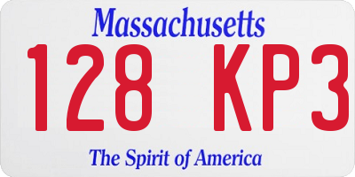MA license plate 128KP3