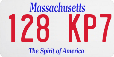 MA license plate 128KP7