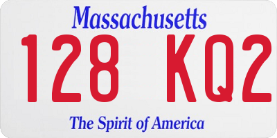 MA license plate 128KQ2