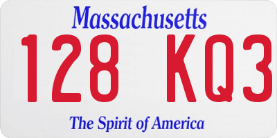 MA license plate 128KQ3